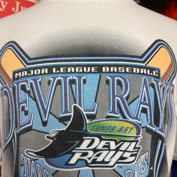 Vintage 90s Tampa Bay Devil‎ Rays Logo 7 Rare MLB Baseball Tee Sz Large - Picture 2 of 7